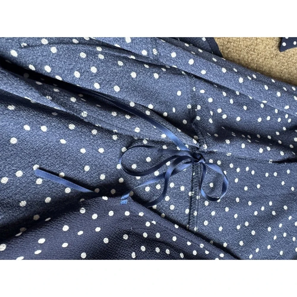 Relipop Womens Navy Blue & White Polka Dot Lightweight Wrap Sundress Dress S